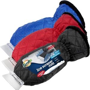 SCRUBIT 3 Pack Ice Scraper With Glove - Car Windshield Scraper For Ice And Snow